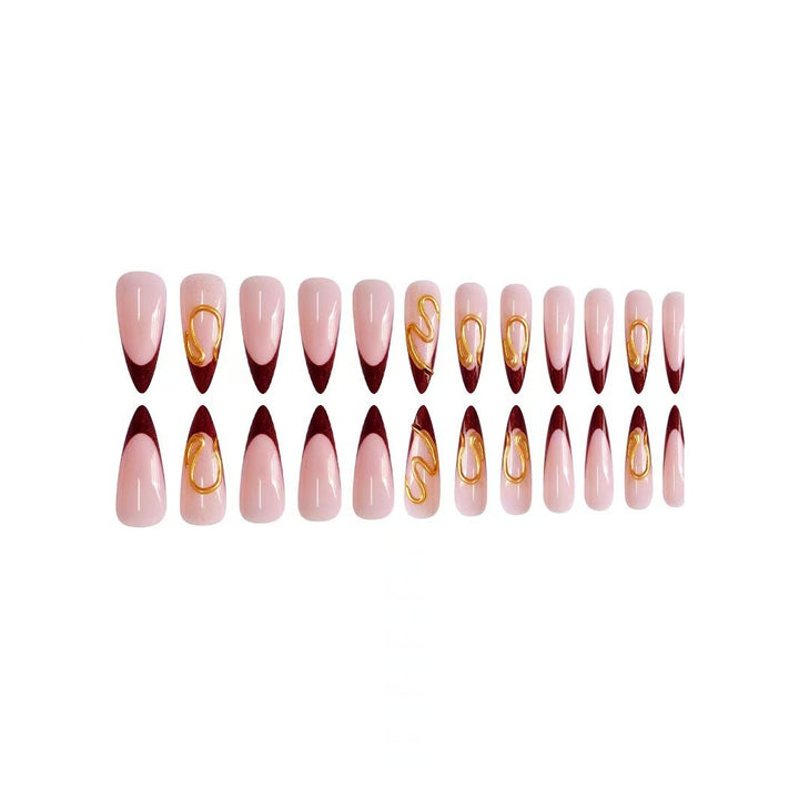 Artistic Stiletto Nail Extensions with Abstract Design Kalsten