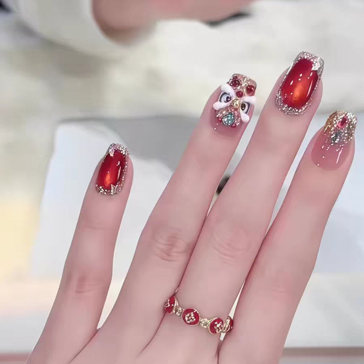 Artistic Rhinestone-Embellished Nail Extensions Kalsten