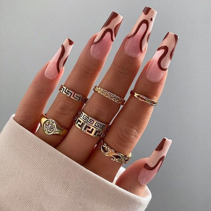 Artificial nails with creative wave pattern Kalsten