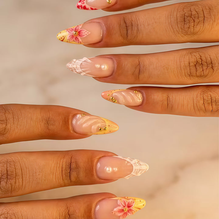 Floral-Embellished Press-On Nail Extensions Kalsten