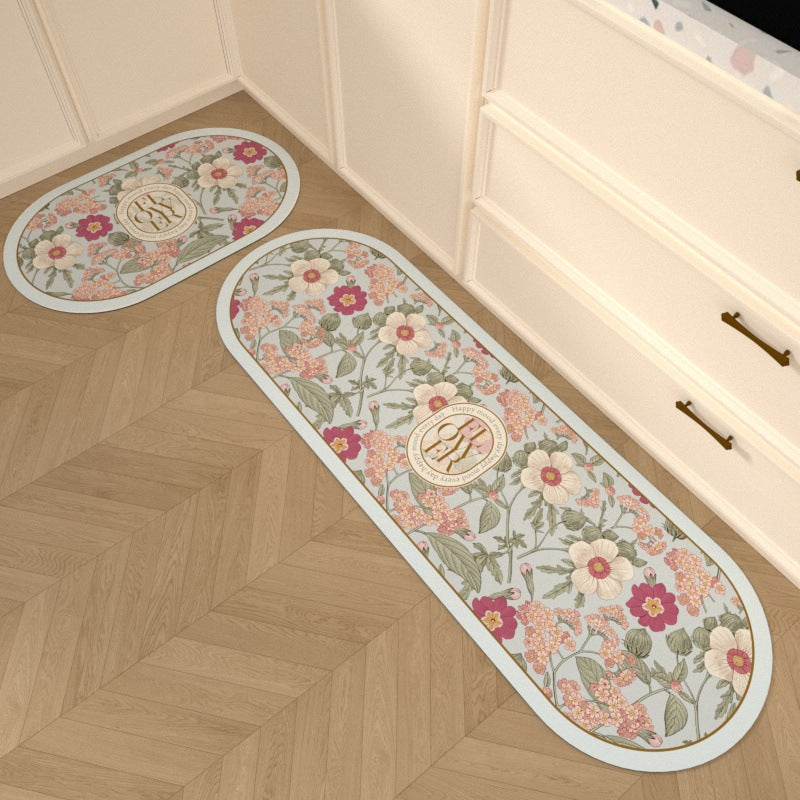 Floral Pattern Decorative Kitchen Mat
