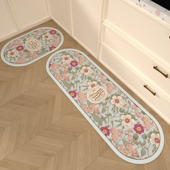 Floral Pattern Decorative Kitchen Mat