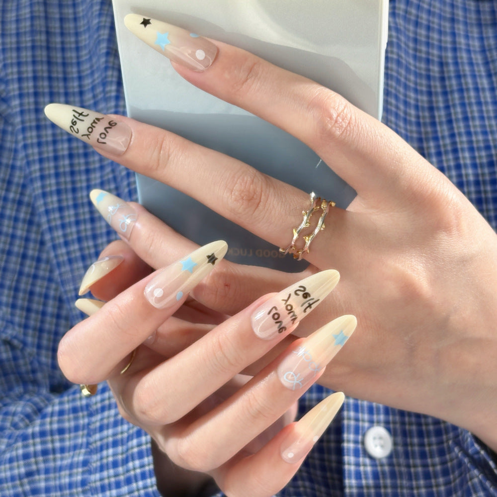 Artistic Press-On Nail Set with Unique Bow Designs Kalsten