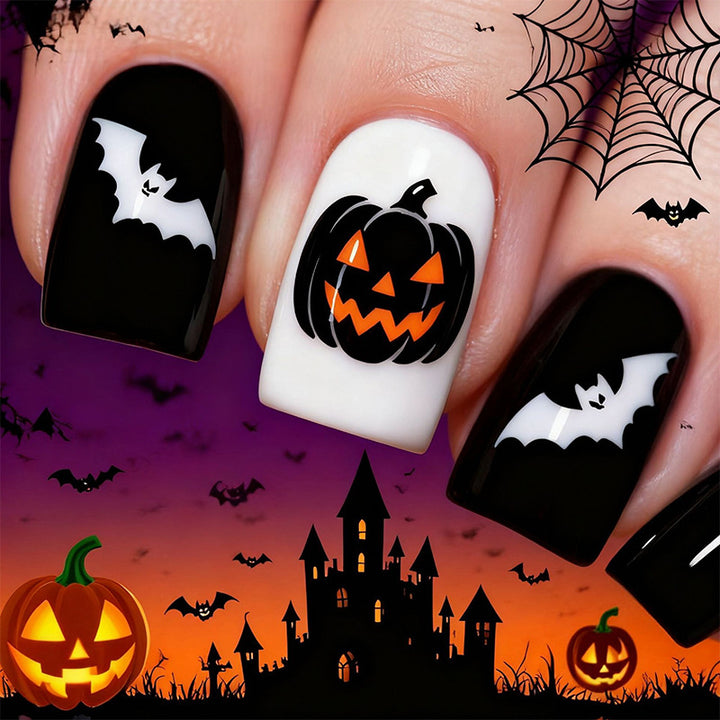Halloween Artificial Nails with Spider and Pumpkin Design Kalsten
