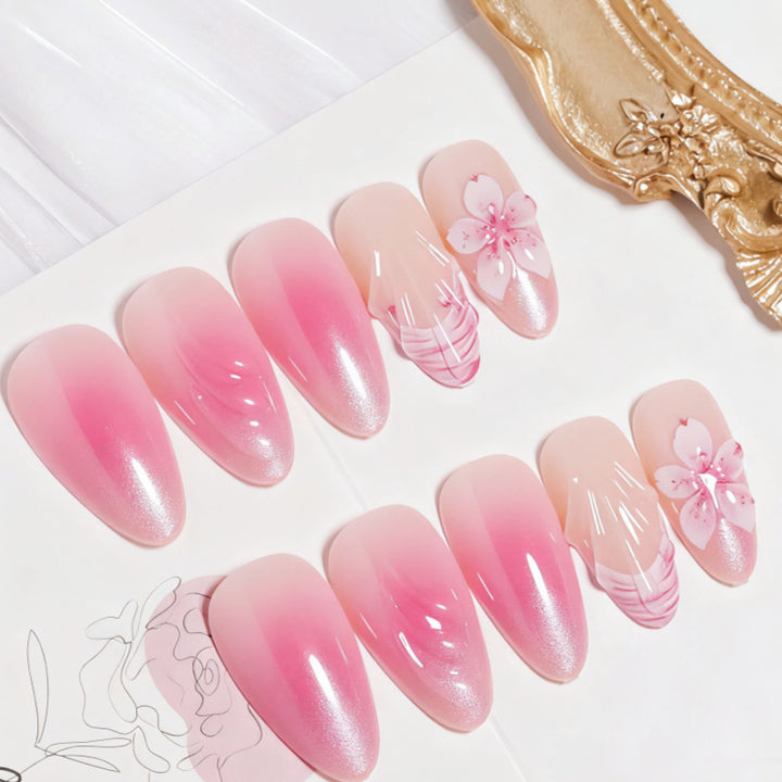Glamorous Floral Ombre Press-On Nails Kalsten