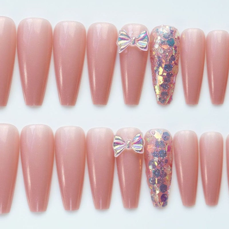 Decorative Press-On Nail Art Set with Butterfly Accents