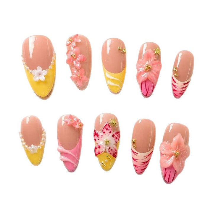 Artificial nail set with creative flower and lace decorations Kalsten