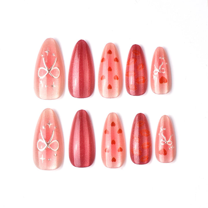 Premium Heart-Themed Press-On Nail Art Set