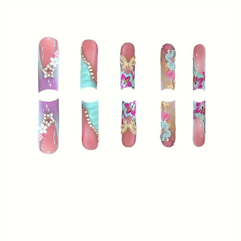 3D Floral Decorative Press-On Nail Art Kalsten