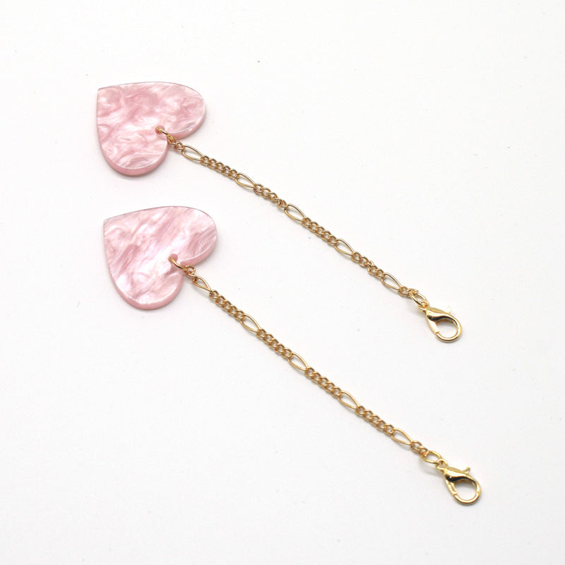 Heart-Shaped Dangle Earrings with Golden Chain Kalsten