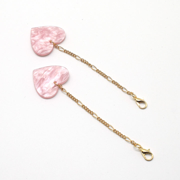 Heart-Shaped Dangle Earrings with Golden Chain Kalsten