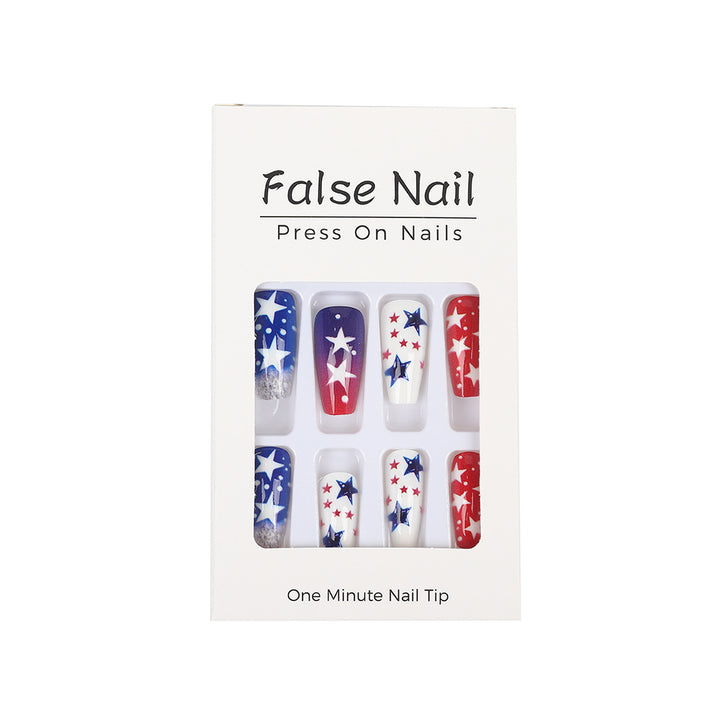 Artificial nails set with patriotic star designs Kalsten