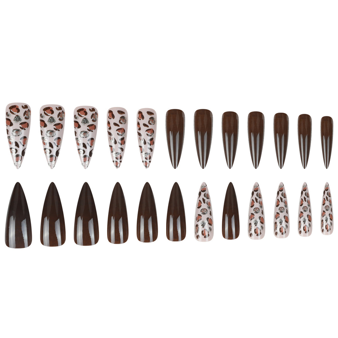 Stiletto Press-On Nail Set with Leopard Accent Design Kalsten