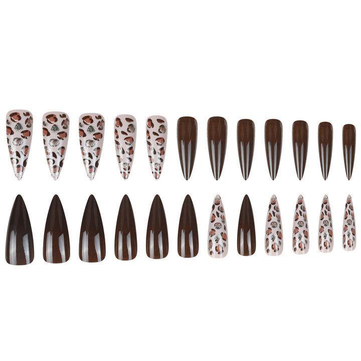 Stiletto Press-On Nail Set with Leopard Accent Design Kalsten