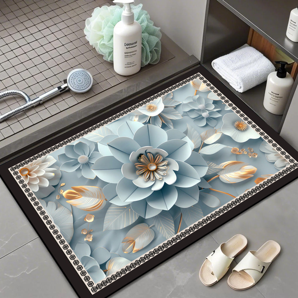 Floral Patterned Memory Foam Bath Mat Kalsten