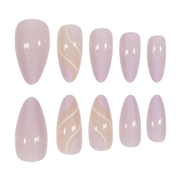 Elegant Stiletto Press-On Nails with Artistic Swirl Design Kalsten