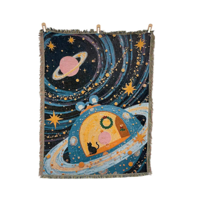 Artistic Space-Themed Throw Blanket