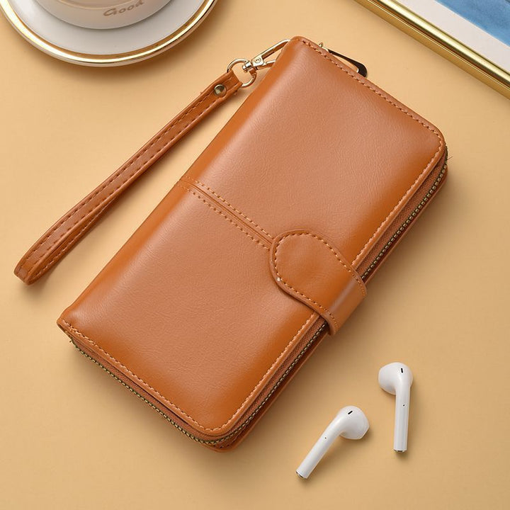 Slim Double-Zippered Wallet with Wrist Strap Kalsten