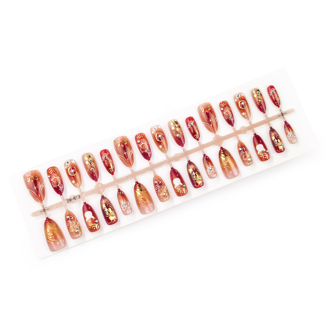 Decorative Nail Art Set with Gold Accents