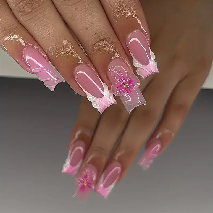 Floral Decorative Press-On Nail Set Kalsten