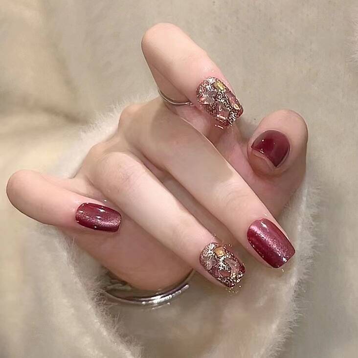 Artistic Glitter-Embellished Press-On Nail Set Kalsten