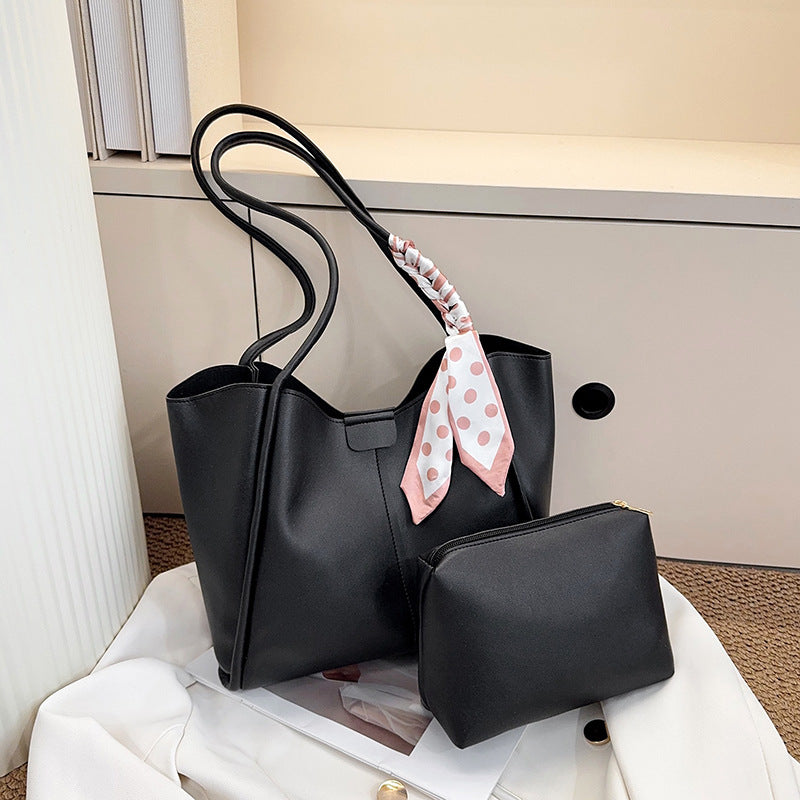 Elegant Tote Bag with Detachable Scarf