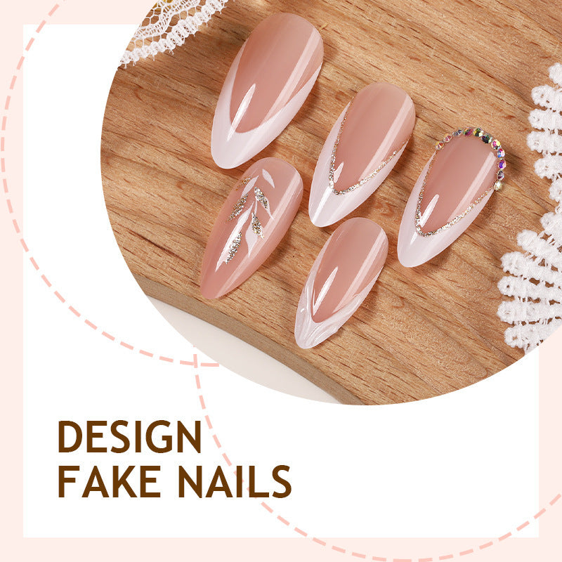 Artificial nail set with elegant tips and glitter accents Kalsten