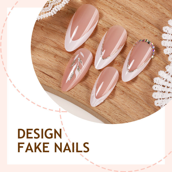Artificial nail set with elegant tips and glitter accents Kalsten