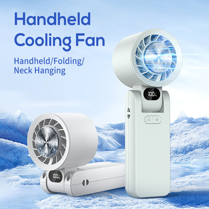 Unisex portable foldable hand fan with digital battery level indicator and quiet brushless motor Kalsten