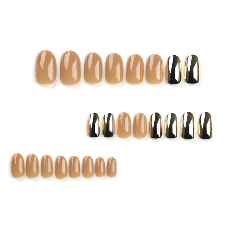 Luxurious artificial nails with metallic shiny accent Kalsten