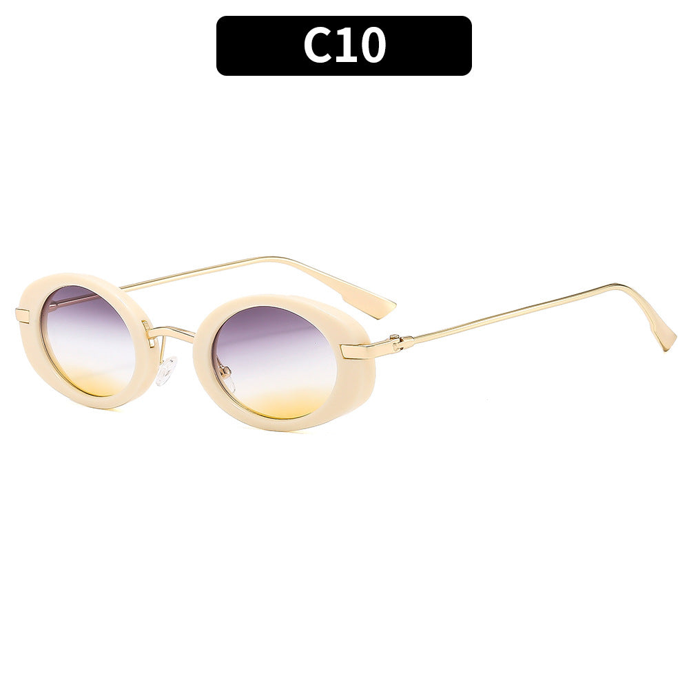 Fashionable Retro Oval Sunglasses