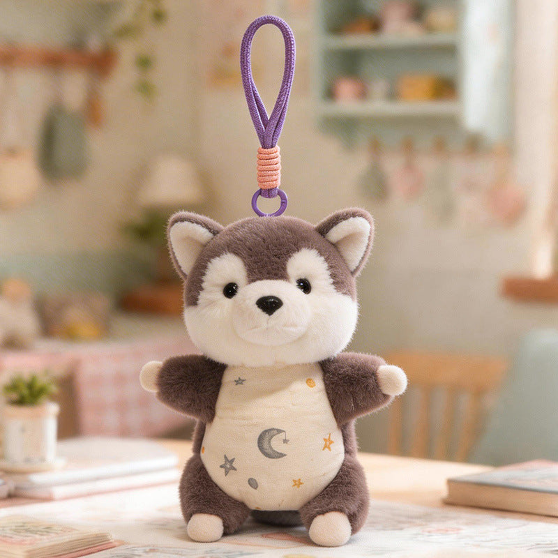 Plush Woodland Puppy Bag Charm with Elastic Loop and Soft Fabric Bodysuit Kalsten
