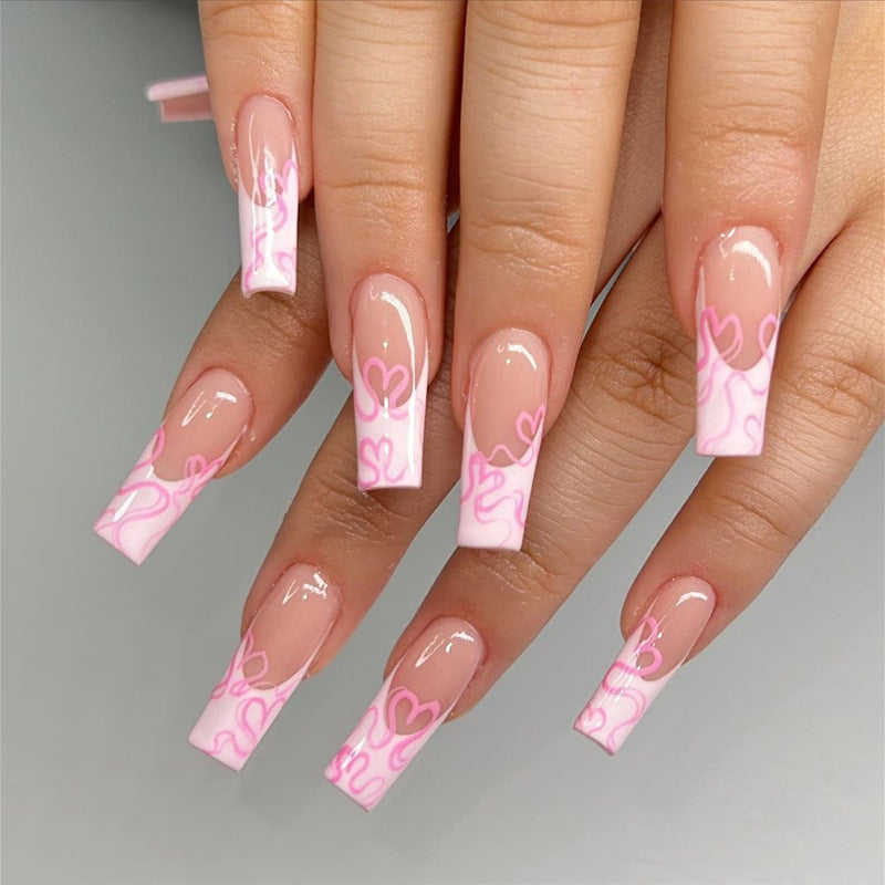 Artistic Long Press-On Nails with Heart Design Kalsten