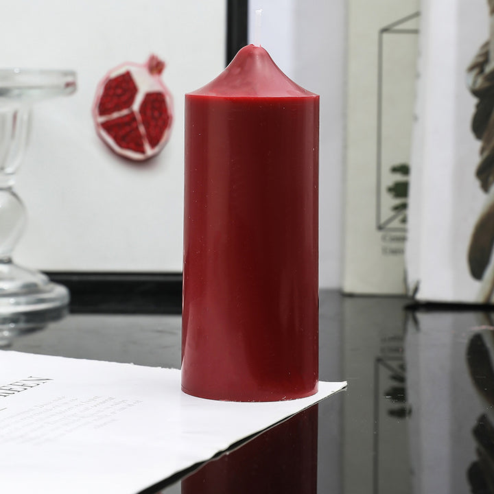 Hand-Poured Decorative Pillar Candle with Sculpted Tapered Top