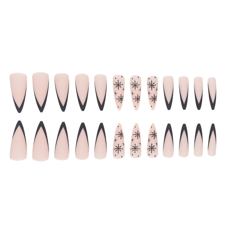 Long Stiletto Press-On Nail Art with Snowflake Design Kalsten