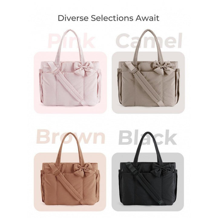 Fashionable tote bag with elegant bow appliqué Kalsten