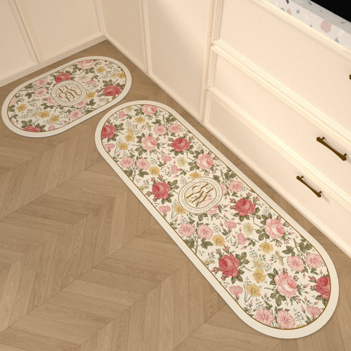 Floral Pattern Decorative Kitchen Mat