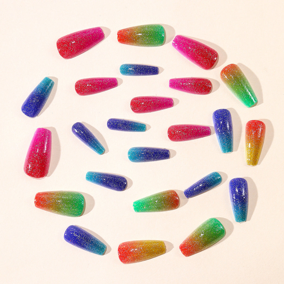 Vibrant Glitter Gradient Acrylic Nail Art Extensions Kalsten