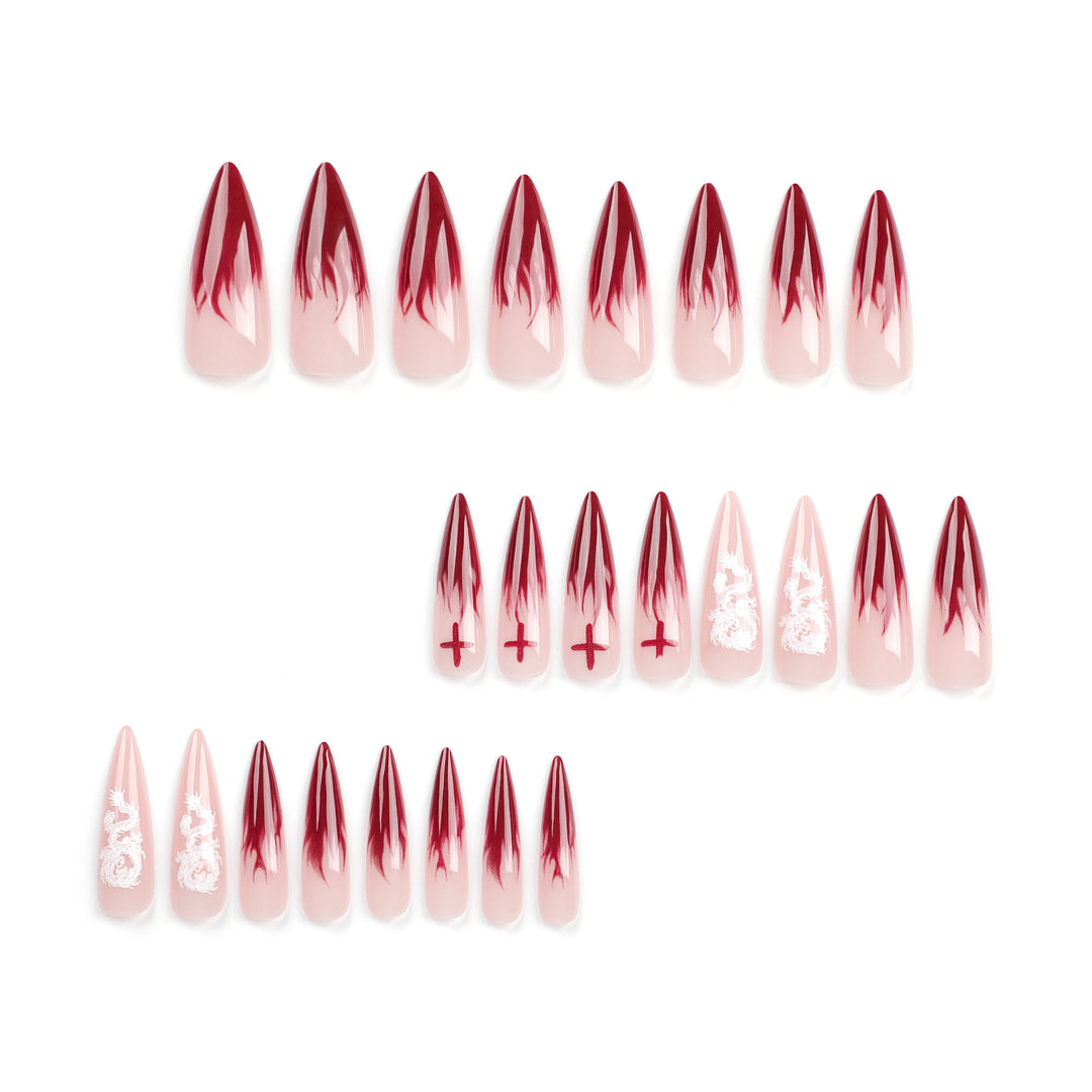 Artful Stiletto Nails with Creative Gradient and Cross-Section Design Kalsten