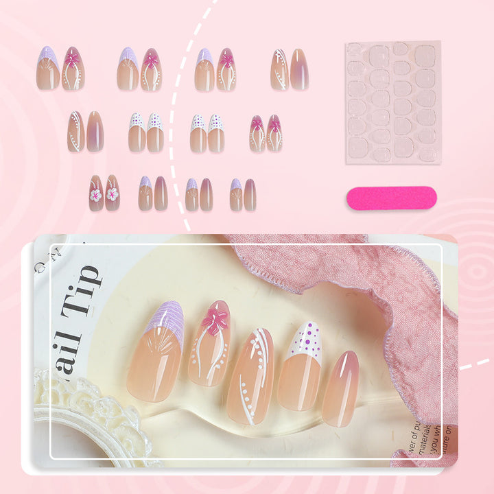 Floral Decorative Press-On Nail Set
