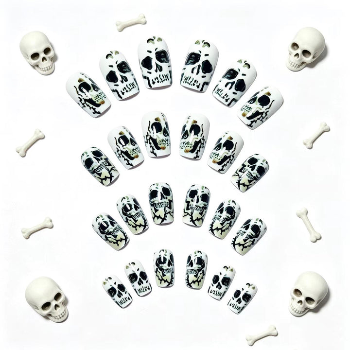 Creative artificial nails with lovingly detailed skull design Kalsten