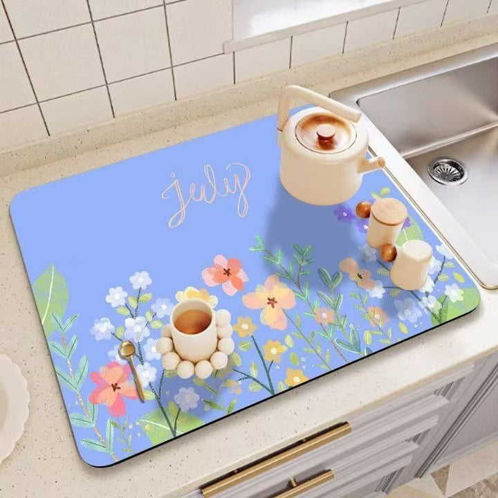 Decorative Floral Print Kitchen Counter Mat Kalsten