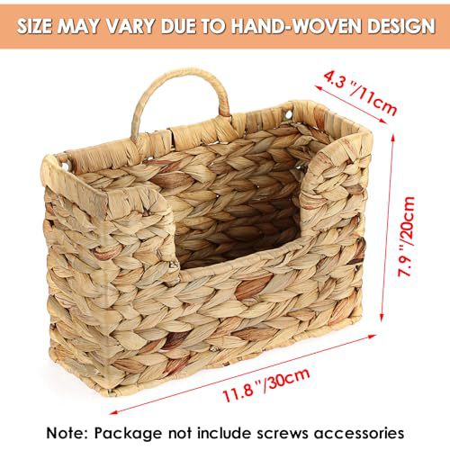 Wall shelf made of untreated wood with rattan inserts Kalsten