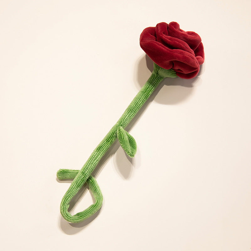 Plush Corduroy Tulip Cat Teaser Toy with Fluffy Pom Bud & Flexible Stem Kalsten