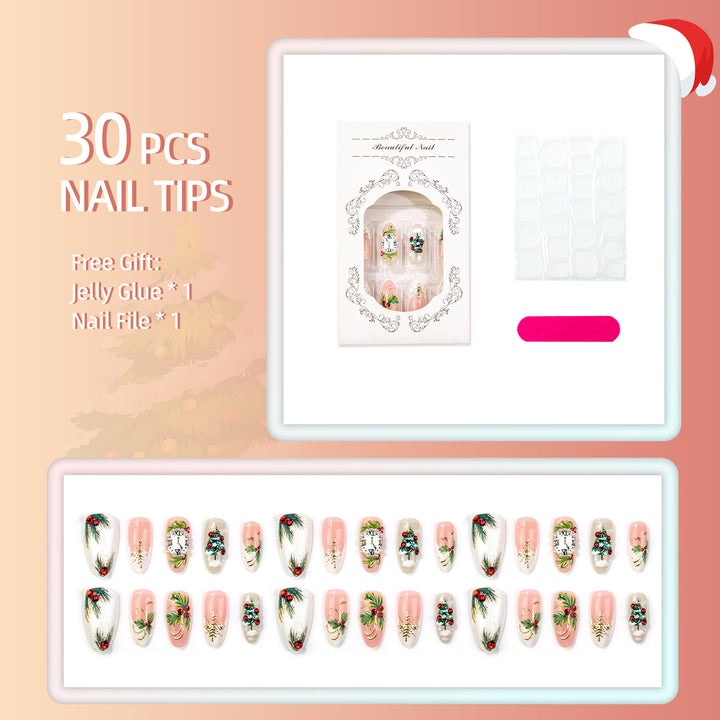 Festive Holiday-Inspired Press-On Nail Art Set