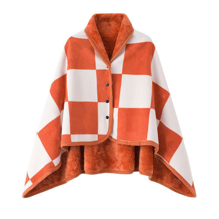 Women’s stylish hooded blanket with checkered pattern Kalsten