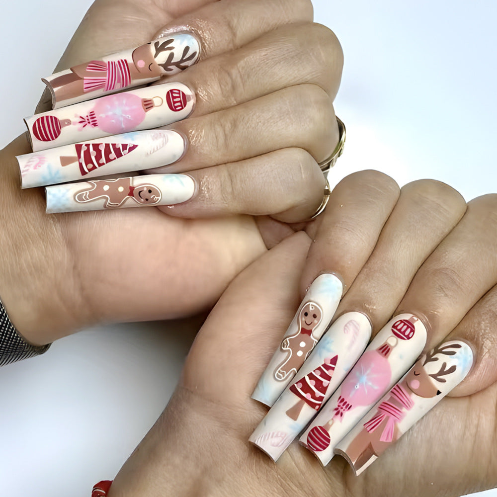Festive Gingerbread-Themed Press-On Nails Kalsten