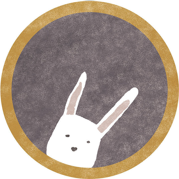 Cute Rabbit-Themed Round Area Mat