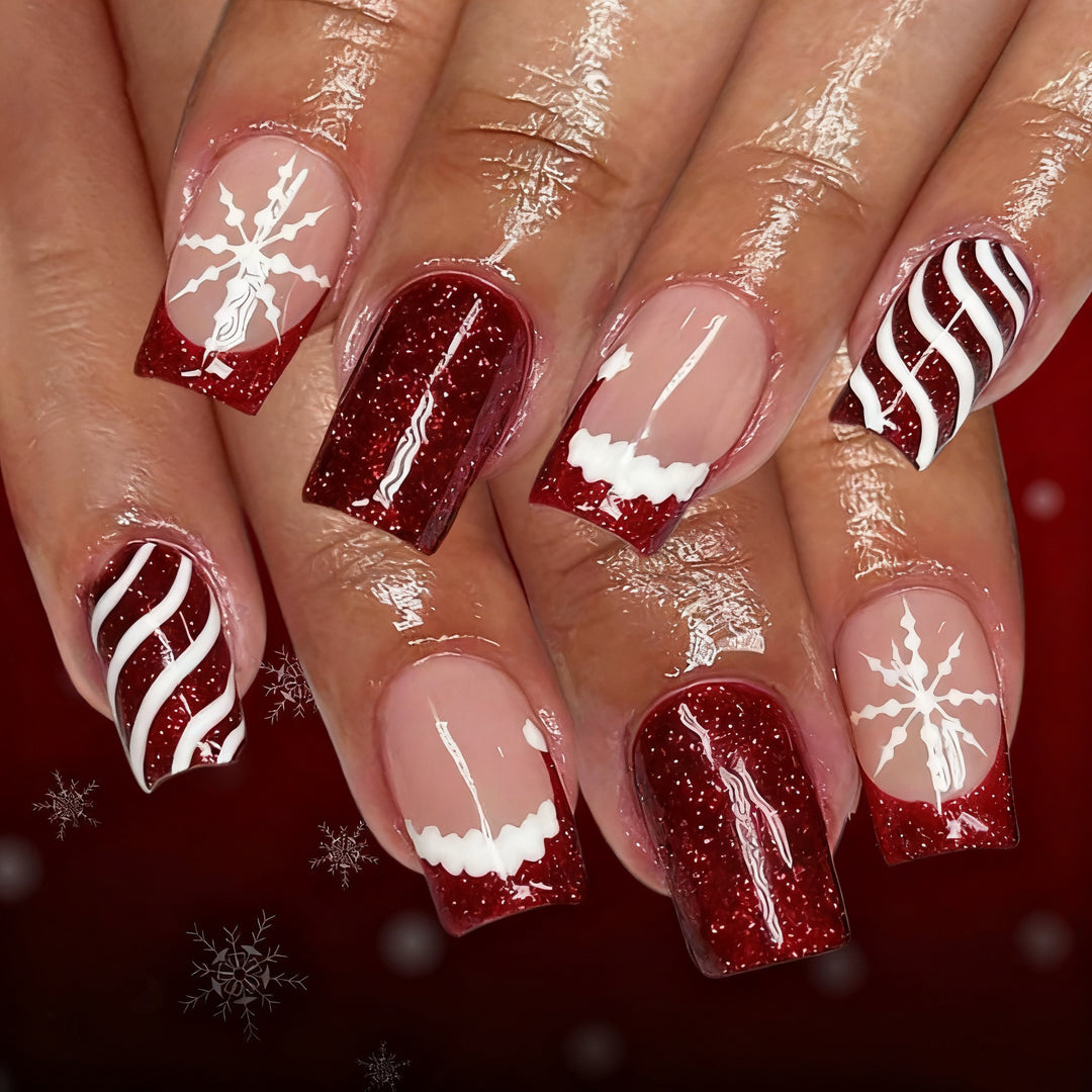 Decorative Glittery Winter Nail Art Enhancements Kalsten