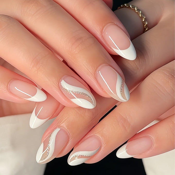 Elegant Stiletto Nail Art Set with Glitter Accents Kalsten